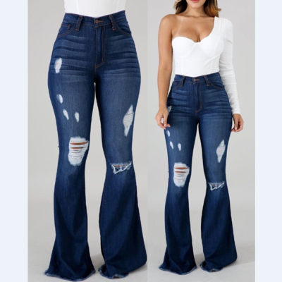 Slim Fashion Ripped Denim Stretch Flared Pants