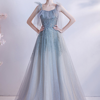Cute tulle long A line prom dress evening dress - Thumbnail 9