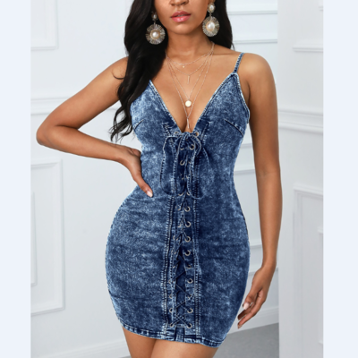 Sling sexy stretch sleeveless bag hip dress - Thumbnail 4