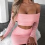 Solid Color One-Shoulder Backless Dress Suit-1