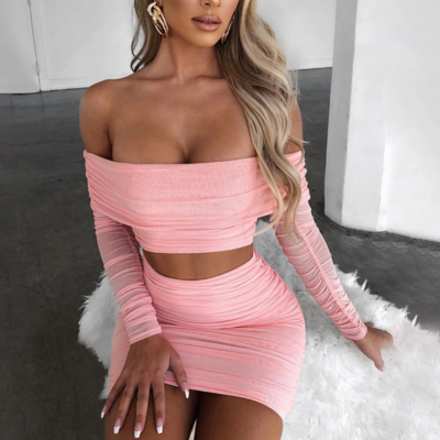 Solid color one-shoulder backless dress suit