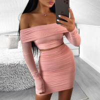 Solid Color One-Shoulder Backless Dress Suit - Thumbnail 2