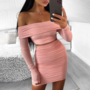 Solid Color One-Shoulder Backless Dress Suit-2