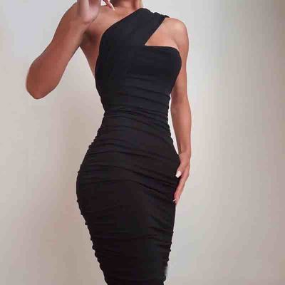 Black skinny fashion sexy sleeveless dress - Thumbnail 5