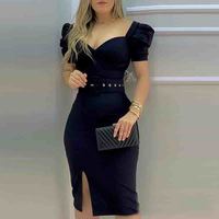 Sexy Tight-Fitting Short Sleeve Bag Hip Dress - Thumbnail 1