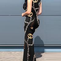 Sexy Fashion Sleeveless V-Neck Print Stitching Dress - Thumbnail 2