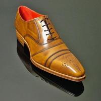 Best Handmade Tan Cap Toe Brogue Leather Lace Up Shoes For Decent Personality - Thumbnail 1