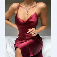 Sexy Sling Solid Color Sleeveless Dress - Thumbnail 3