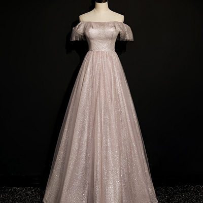 Shiny tulle sequins long a line prom dress evening dress - Thumbnail 3