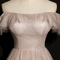 Shiny tulle sequins long A line prom dress evening dress - Thumbnail 1