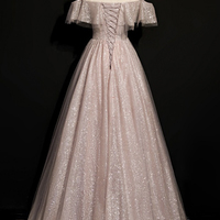 Shiny tulle sequins long A line prom dress evening dress - Thumbnail 4