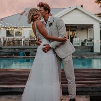 Fairy A Line V Neck Tulle Tiered Wedding Dress with Lace, Boho Beach Bridal Dress - Thumbnail 3