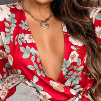 Red Vest Floral Jumpsuit - Thumbnail 2