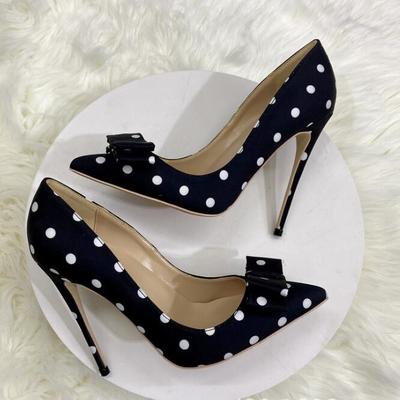 Black high-heeled women's stiletto with 2020 new wild sexy girl pointy polka dot shoes f3540