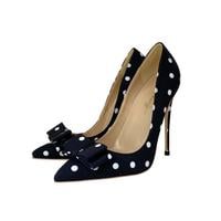 Black High-Heeled Women's Stiletto With 2020 New Wild Sexy Girl Pointy Polka Dot Shoes F3540 - Thumbnail 3