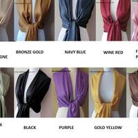 Pashmina Scarf Set - CHOOSE Any 4 colors - Bridesmaid Gift Idea - Wedding - Thumbnail 1