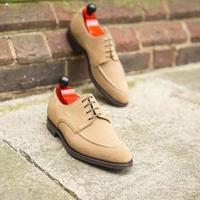 Men beige Customize split lace up handmade dress fashion shoes - Thumbnail 1