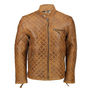 Mens Real Leather Tan Brown Smart Casual Quilted Biker Style Bomber Jacket-1