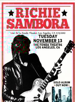 RICHIE SAMBORA Live At La Fonda Theater, Los Angeles, CA 11.13.2012 DVD