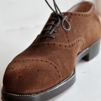Men Handmade Brogues Cut Cap Toe Oxford Coco Brown Shoes  - Thumbnail 1
