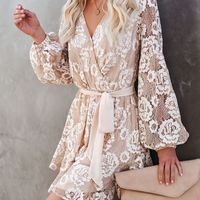 Women's Lace Long Sleeve Dress - Thumbnail 2