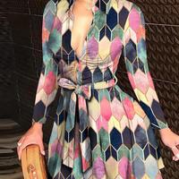 Temperament Sexy Print Long-Sleeved Casual Dress - Thumbnail 1