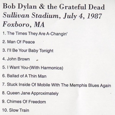 Bob dylan & the grateful dead sullivan stadium,foxboro,ma july 4.1987 dvd
