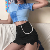 Free Shipping-TIE DYE COLOR BLOCK RUFFLE FRILL TOP - Thumbnail 4