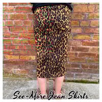 LEOPARD MID-LENGTH DENIM SKIRT - Thumbnail 1