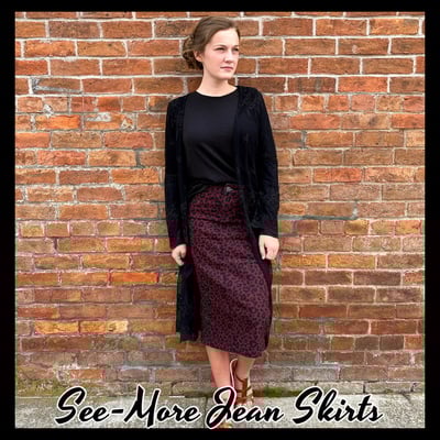 Cheetah mid-length denim skirt