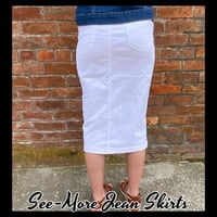 WHITE MID-LENGTH DENIM SKIRT - Thumbnail 2
