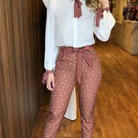 Long Sleeve Women'S Printed Chiffon Two-Piece Set - Thumbnail 1