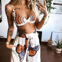 Printed Sexy Loose Sleeveless Two-Piece Set - Thumbnail 1