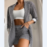 Houndstooth Shorts Two-Piece Suit - Thumbnail 1