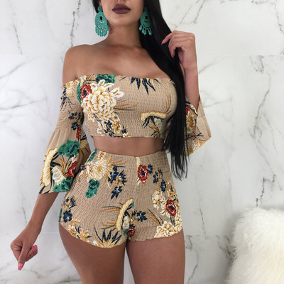 Fashion printed one-shoulder two-piece set - Thumbnail 3