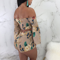 Fashion Printed One-Shoulder Two-Piece Set - Thumbnail 2