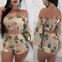 Fashion Printed One-Shoulder Two-Piece Set - Thumbnail 1