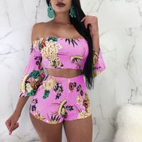 Fashion Printed One-Shoulder Two-Piece Set - Thumbnail 3