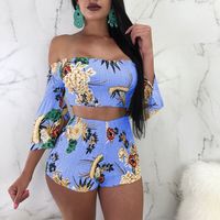 Fashion Printed One-Shoulder Two-Piece Set - Thumbnail 5