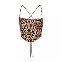 Sexy Leopard Backless Camisole Lace Up Spaghetti Strap Tank Crop Top Bandage Open Back Aesthetic E-Girl Kawaii Korean Japanese Harajuku Streetwear - Thumbnail 3