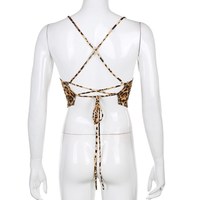 Sexy Leopard Backless Camisole Lace Up Spaghetti Strap Tank Crop Top Bandage Open Back Aesthetic E-Girl Kawaii Korean Japanese Harajuku Streetwear - Thumbnail 4
