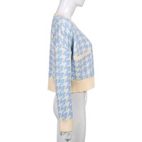 Cute Vintage Plaid Button Cardigan V Neck Knit Cropped Long Sleeve Shirt Sweater Pullover Aesthetic E-Girl Kawaii Korean Japanese Harajuku Streetwear - Thumbnail 6