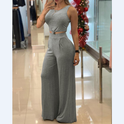 Women temperament gray casual two-piece set - Thumbnail 3
