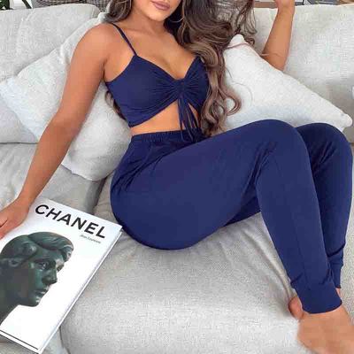 Sling Solid Color Vest Casual Two-Piece Set