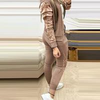 Long Sleeve Sequin Splicing Two-Piece Set - Thumbnail 1