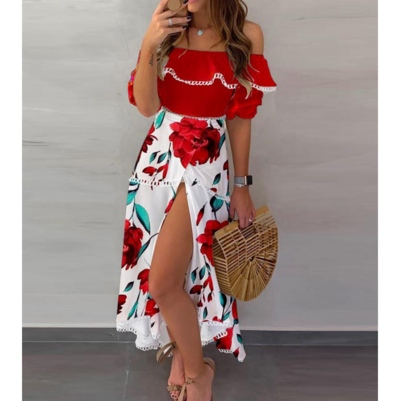 Women's Fashion Sexy Printed Split Dress