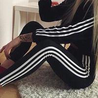 Round Neck Striped Long Sleeve Fashion Casual Two-Piece Set - Thumbnail 2