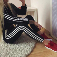 Round Neck Striped Long Sleeve Fashion Casual Two-Piece Set - Thumbnail 4