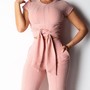 Pure Color Casual Short Sleeve Two-piece Set-1