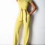Pure Color Casual Short Sleeve Two-piece Set-4